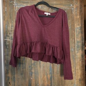 UO Truly Deeply Madly Peplum Maroon Top